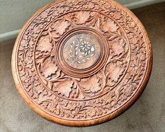 Top of Indian hand carved wooden table (photo 2 of 2)