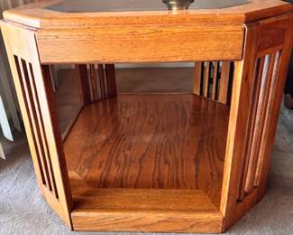 Wood and glass topped end table- 1 of 3 tables available 