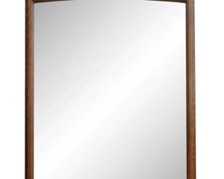 Lane cane and walnut wall mirror MCM