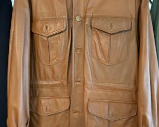 Marco Pierguidi button down brown leather jacket 