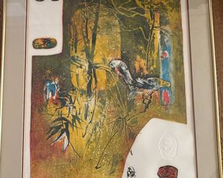 Signed Lithograph Hoi Lebadang "Birds" 