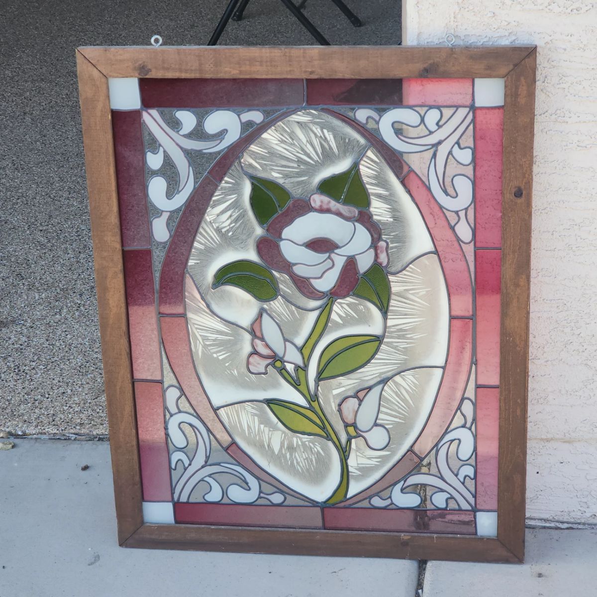 Hanging Window Framed Floral Glass Decor 