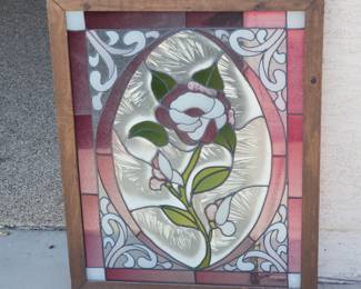 Hanging Window Framed Floral Glass Decor 
