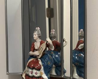Mirrored Sconce with Figurine in Red Dress
