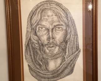 Art Work Charcoal Drawing in Bown Frame