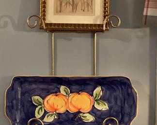 Wall Decor Blue retangular plate with framed picture