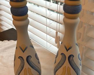 Blue and Yellow Contemporary Candlestick Holders