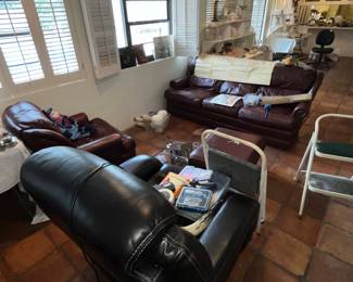 Leather sofa, chair & recliner