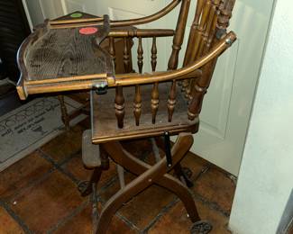 Antique convertible highchair / stroller 