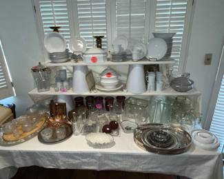 White dinnerware & more drinkware
