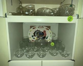 Top shelf Lenox crystal bowls & Arcoroc bowls at bottom