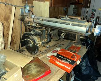 Vintage CRAFTSMAN radial arm saw on steel base
