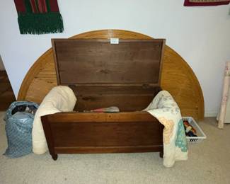 Vintage cedar chest & an arched queen headboard
