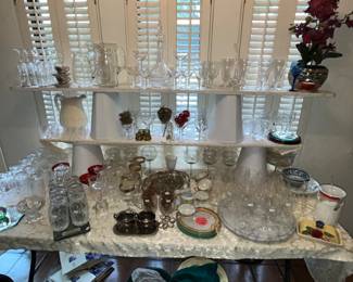 Table full of beautiful stemware & drinkware
