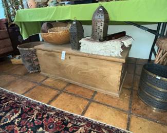Antique hand-dovetailed chest and tinware lanterns