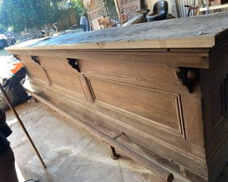 14ft LONG ANTIQUE PINE SALOON BAR w/ FOOT-RAIL! (THIS IS IN THE BARN)