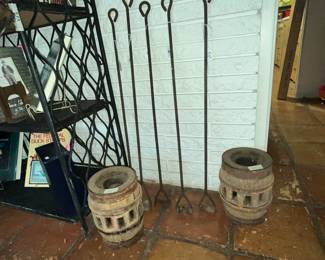 Branding irons, wagon wheel hubs