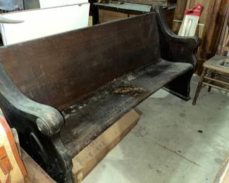 A PAIR OF THESE ANTIQUE CHURCH PEWS w/ SLIGHT CURVE