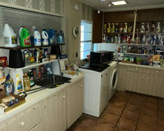 Huge laundry room full of cleaning supplies!