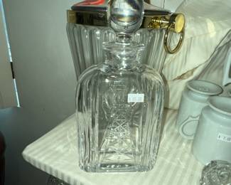 Crystal decanter w/ oil derrick motif
