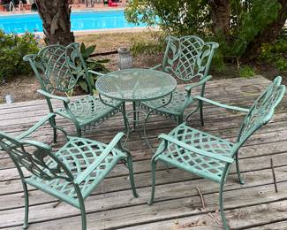The back deck - Aluminum patio set