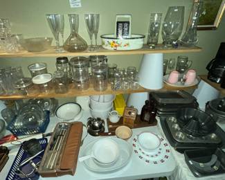 Air-tight cannisters, decanter & glasses....