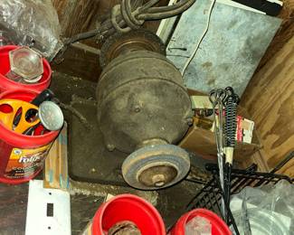 Vintage heavy-duty bench grinder