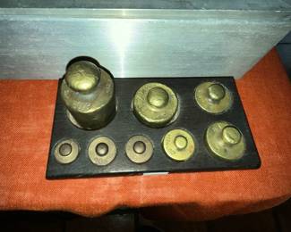 Antique brass scale weights