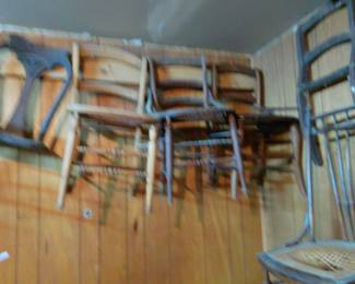 even more project chairs. american and victorian. ladderback, bent, ornamental etc. some in very good/usable condition, some need work, some need a lot of work, some are parts only for other restoration projects.