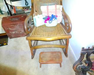 victorian cane rocking chair