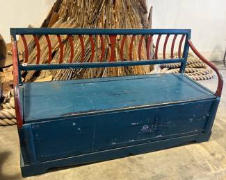 vintage wooden toy chest bench 