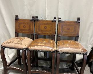 set of 3 vintage high dining chairs 