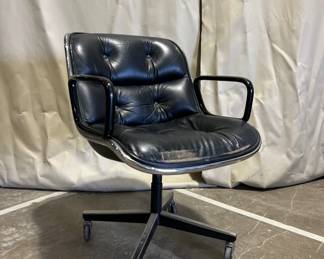 Vintage Charles Pollock Black & chrome executive chair 