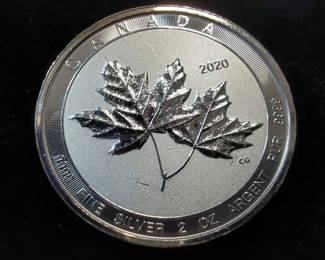 2020 Canada Maple Leaf $10 Silver Coins, Qty 2, Each Is 2 oz .9999 Fine Silver