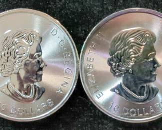 2020 Canada $10 2-ounce Silver Coins, Qty 2, Each Coin Is .999 Fine Silver 