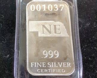 Federated Mint 50 State Minimum Nebraska .999 Fine Silver Bars, Qty 5 