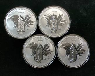 2017 Canada First Special Service Force Premier $2 Silver Coins, Qty 4, Each Is 1/2 oz .9999 Fine Silver