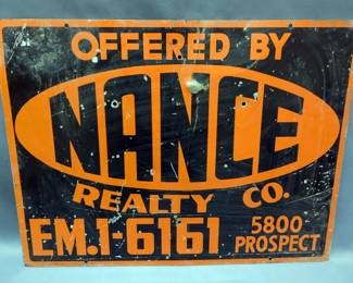 Metallic Nance Realty Co Sign, 18" x 24" 