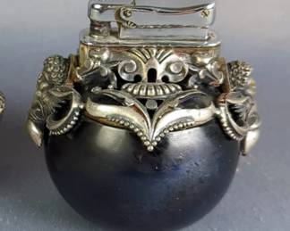 Ronson 'Queen Anne' Style Metal Lighter, And Art Deco Ball Lighter With Cherub Design