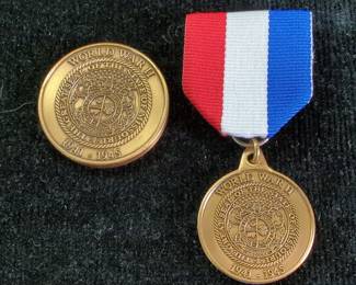 World War II State Of Missouri United States Forces Service Brass Medal And Commemorative Coin 