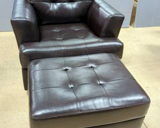 DuraBlend Button Tufted Leather Chair And Ottoman