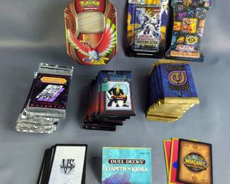 Trading Card Game Assortment, Includes Yugi-Oh, Unopened Packs Of Comic Cards, Qty Approx 50, And More