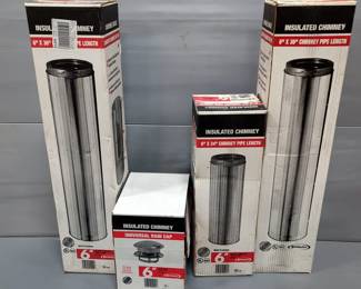 Supervent 6" Chimney Flue Piping, Lengths Include 36" And 24", Qty 3 NIB, With Supervent Universal Rain Cap 