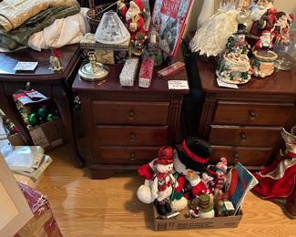 pair of end tables with drawers and a drop side Queen Anne end table