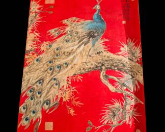 Asian at on silk
Peacock