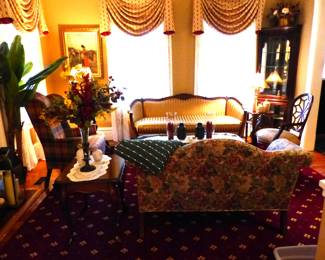 Ethan Allen Furniture (draperies "NOT FOR SALE)", area rug