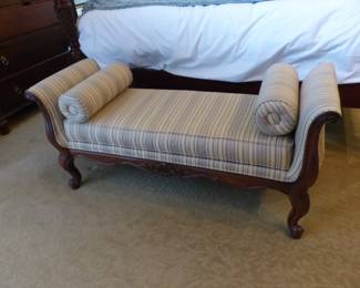 Carved wood frame bench