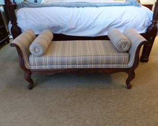 Carved wood frame bench