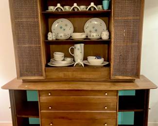 Heywood Wakefield Buffet, MCM dishes Franciscan Starburst