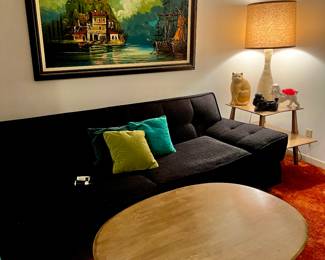 Heywood Wakefield Coffee Table.  MCM Couch with New Cushion Inserts, Heywood Wakefield Side Table, 